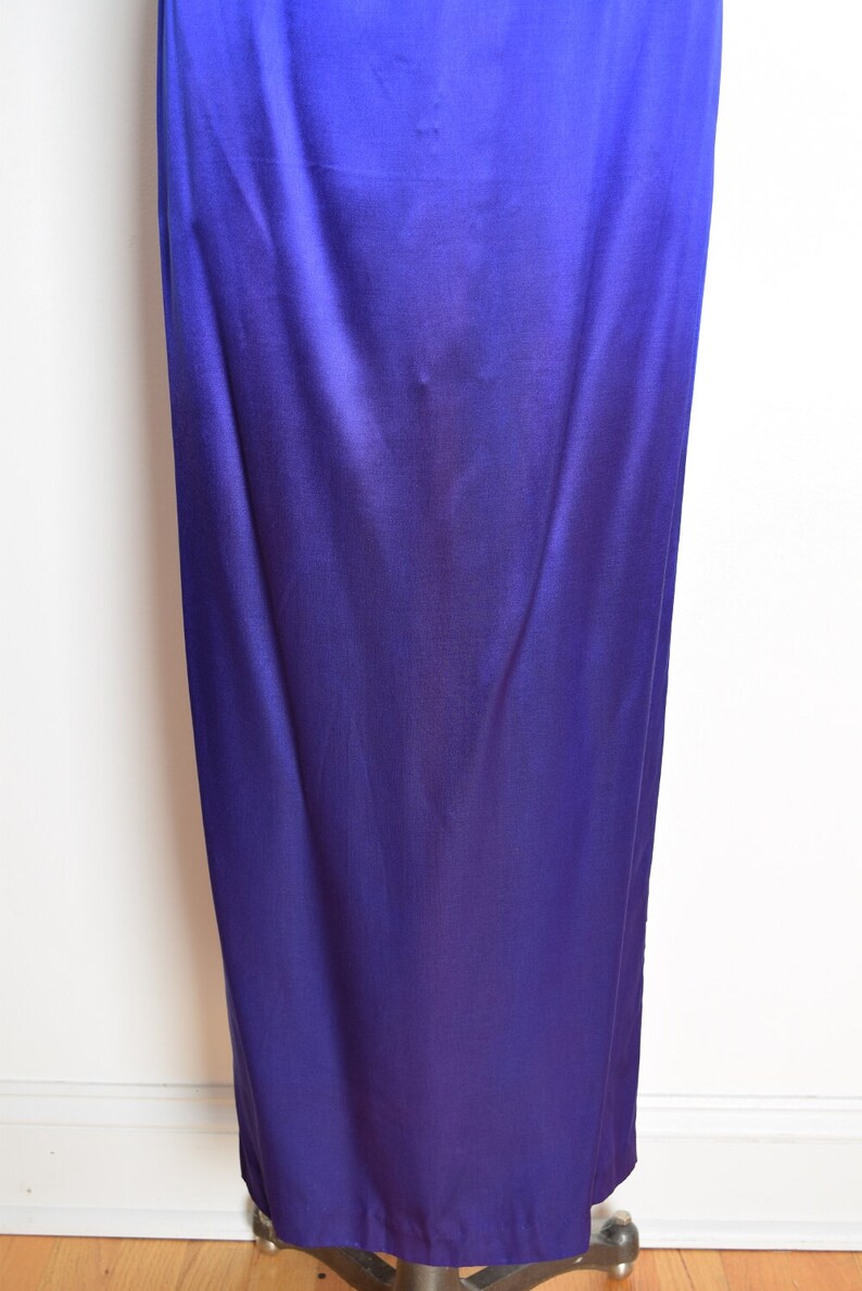 vintage 90s prom dress purple satin sequin cutout McClintock maxi gown party M clothing Gunne Sax image 6