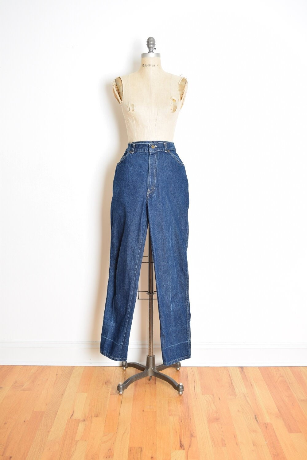 Vintage 70s jeans CHIC dark denim high waisted straight leg | Etsy