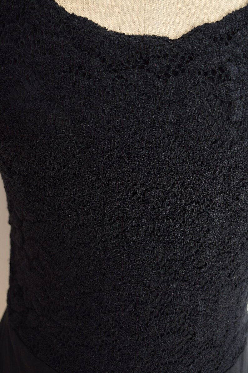 vintage 90s bodysuit top black crochet one piece shirt tee goth M