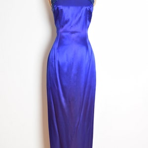 vintage 90s prom dress purple satin sequin cutout McClintock maxi gown party M clothing Gunne Sax image 3