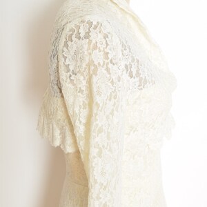 vintage 50s wedding dress cream lace strapless jacket set fit n flare party XS clothing image 6