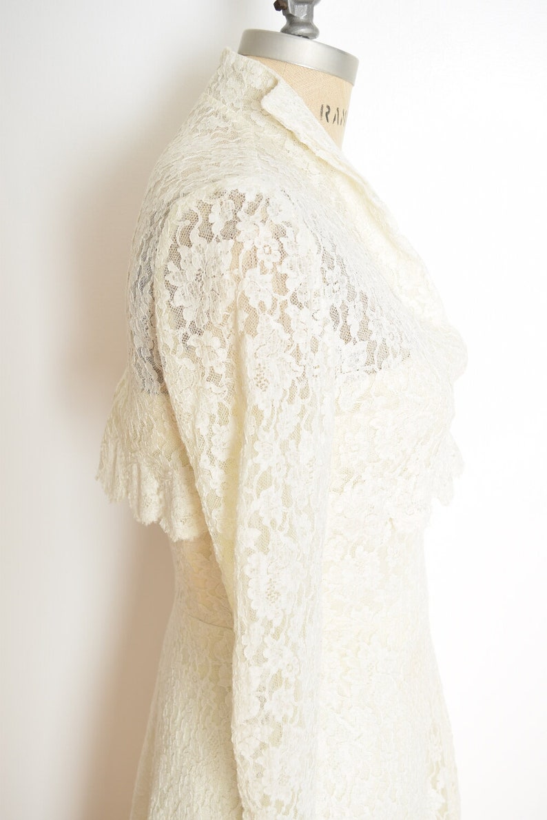 vintage 50s wedding dress cream lace strapless jacket set fit n flare party XS clothing image 6