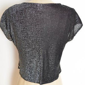 vintage 70s top black metallic sequin gradient disco colorful shirt blouse M clothing image 6