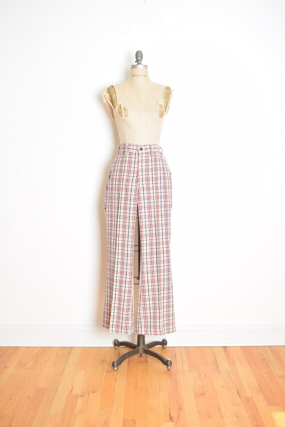 vintage 70s LEVIS plaid pants printed high waist f