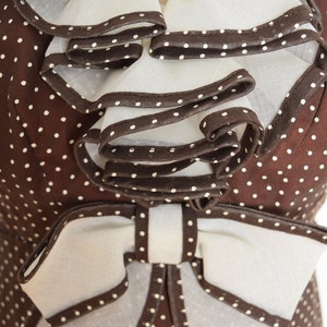 vintage 70s dress Miss Elliette polka dot ruffle long halter maxi prom XS brown clothing shawl set image 4