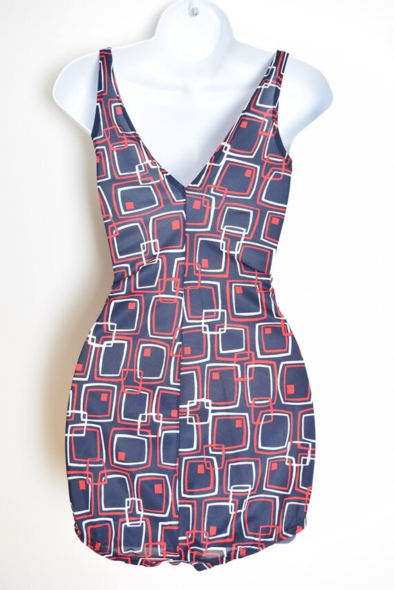 vintage 60s swimsuit Jantzen one piece navy geometric… Gem