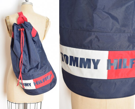 vintage 90s bag TOMMY HILFIGER spellout logo duffe