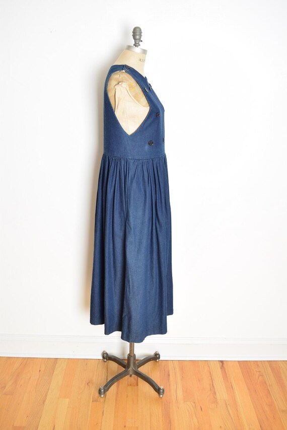 vintage 90s jean dress denim babydoll jumper midi… - image 5