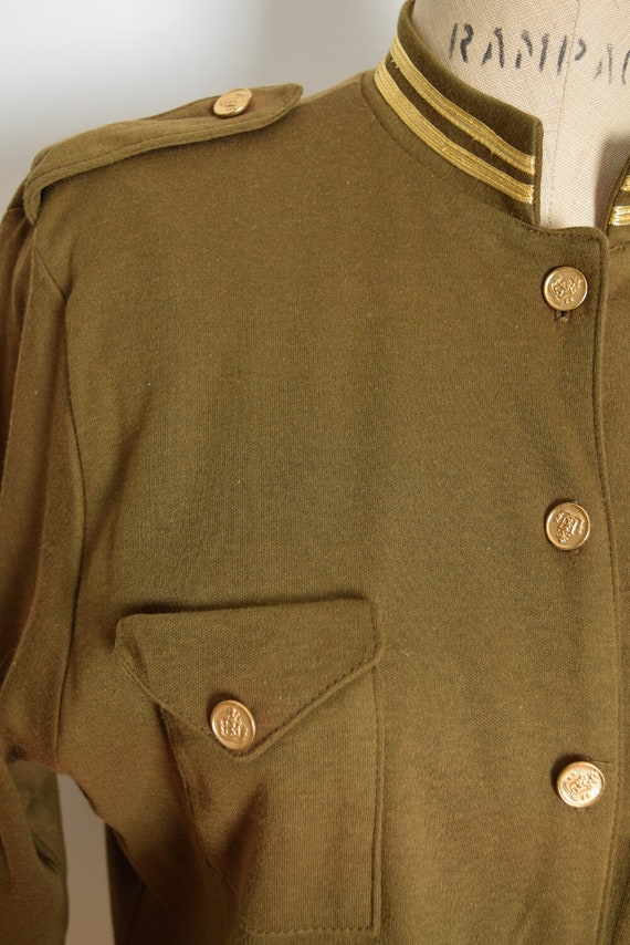 OLIVE GREEN MILITARY POCKETED PATCH EMBROIDERED PUFF BOMBER COAT JACKET