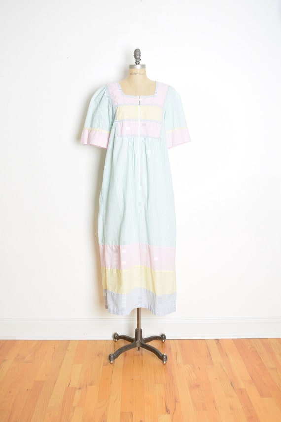 vintage 80s Saybury nightgown pastel striped seers