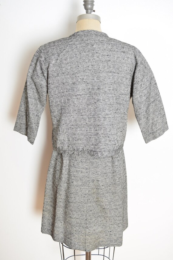 vintage 60s dress jacket set gray black crochet t… - image 7