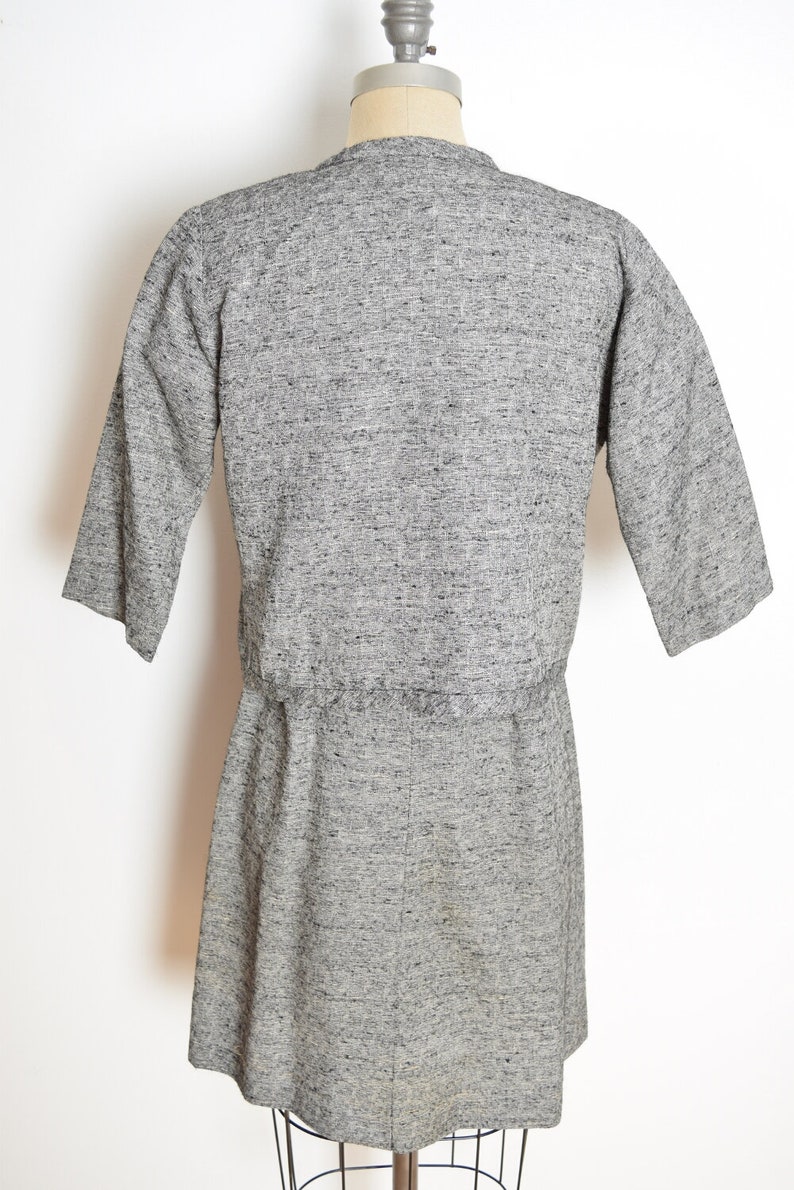 vintage 60s dress jacket set gray black crochet trim outfit XS clothing image 7