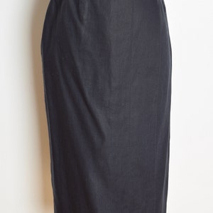 vintage 90s wrap skirt navy blue linen high waisted pencil secretary simple M clothing image 2