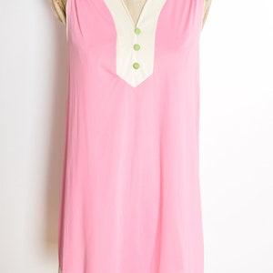 Vintage 60s Nachthemd roze nylon mod nachtjapon robe bed jas instellen lingerie jurk kleding M afbeelding 7