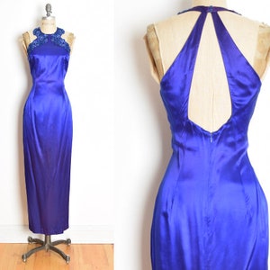 vintage 90s prom dress purple satin sequin cutout McClintock maxi gown party M clothing Gunne Sax image 1