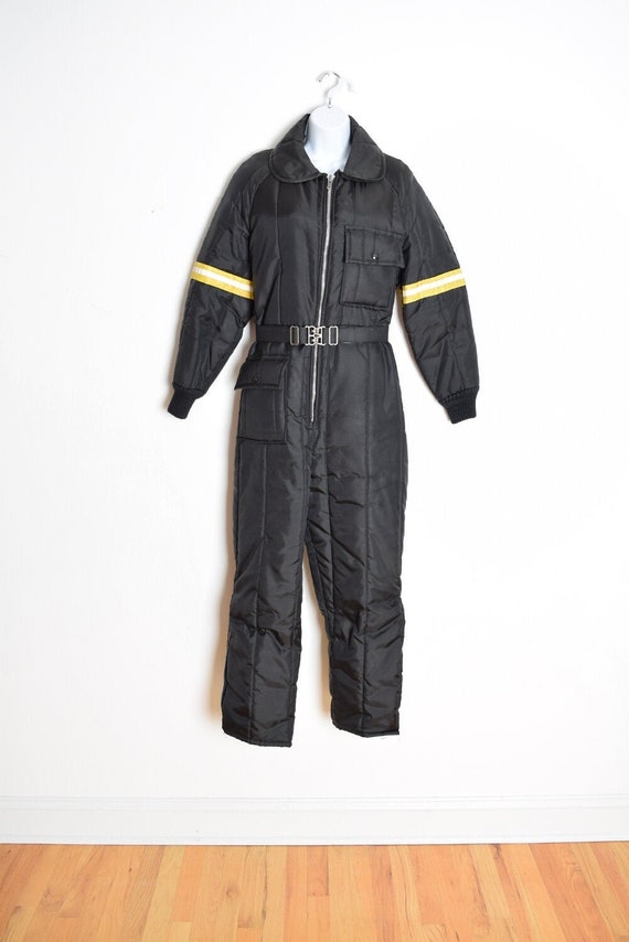 vintage 70s snowsuit jumpsuit black nylon parka ro