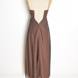 vintage 70s dress Miss Elliette polka dot ruffle long halter maxi prom XS brown clothing shawl set image 6