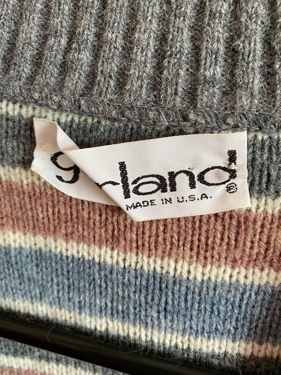 vintage 70s sweater mauve gray striped V neck jum… - image 6