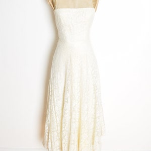 vintage 50s wedding dress cream lace strapless jacket set fit n flare party XS clothing image 10