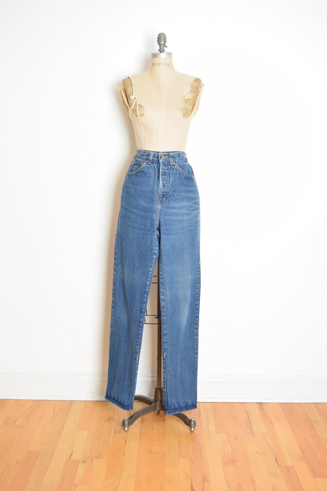 Vintage 70s Early 80s Jeans Denim High Waisted Tapered Medium Etsy
