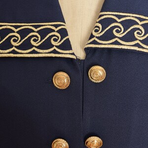 vintage 80s suit navy blue gold embroidered pants jacket blazer outfit M L clothing image 4
