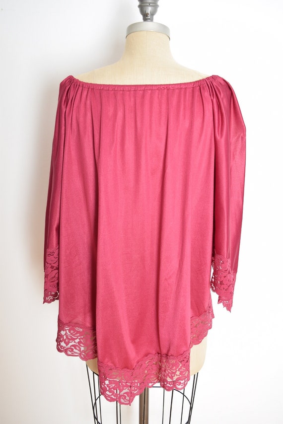 vintage 70s top burgundy lingerie boho hippie sca… - image 5