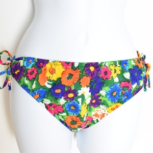 vintage 60s bikini swimsuit watercolor floral print two piece colorful mod XS S clothing image 4