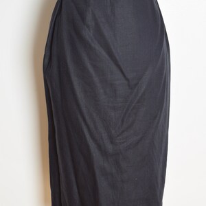 vintage 90s wrap skirt navy blue linen high waisted pencil secretary simple M clothing image 6