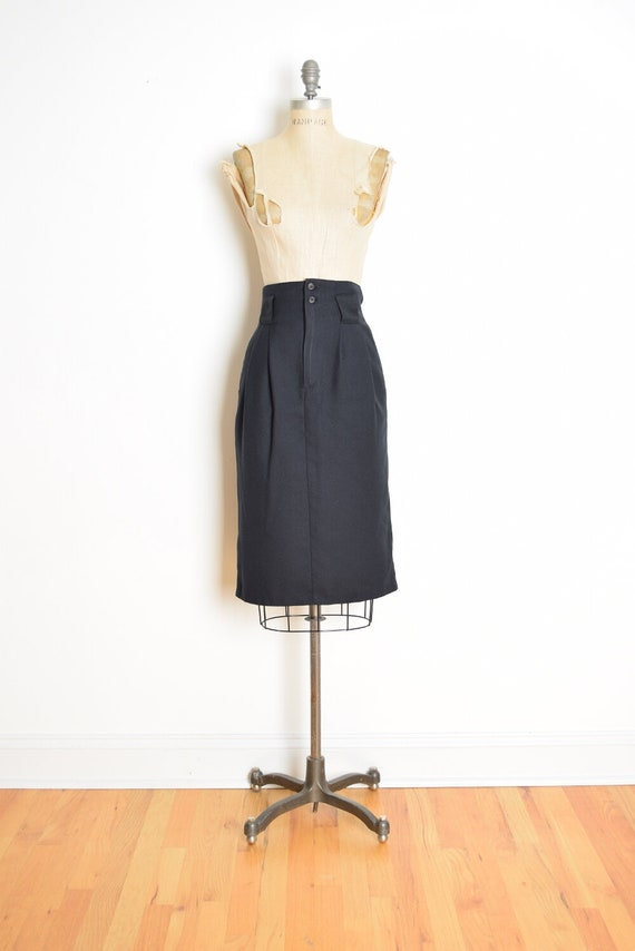 Vintage 80s Pencil Skirt Black High Waisted Simple Basic Secretary Skirt XS S Clothing Etsy Canada
