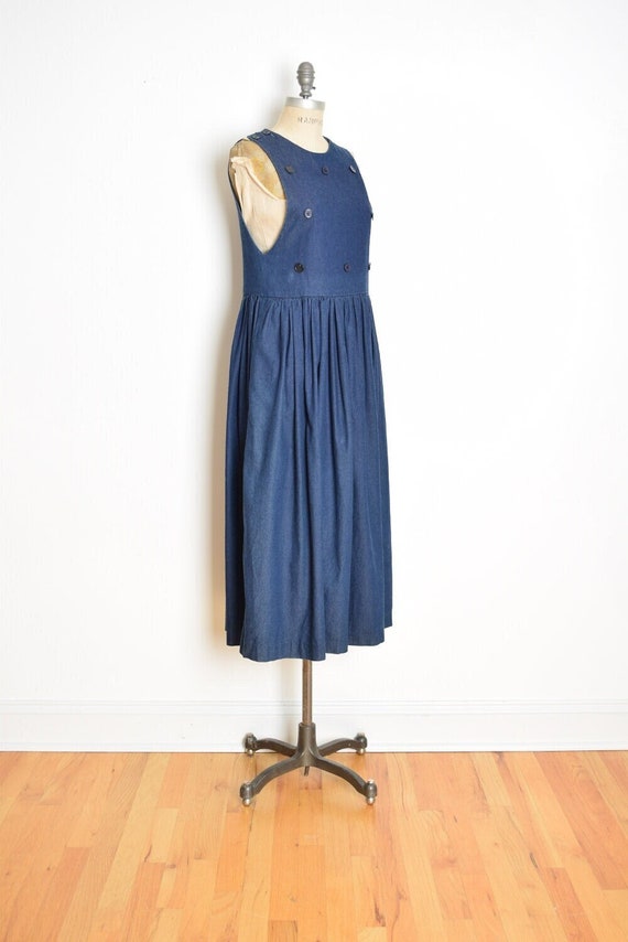 vintage 90s jean dress denim babydoll jumper midi… - image 1