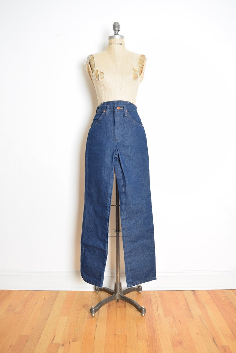 Vintage 70s Jeans WRANGLER High Waisted Dark Denim Straight - Etsy