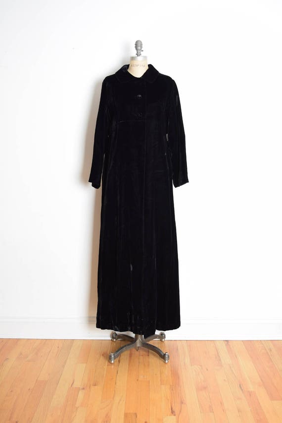 vintage 60s coat, black velvet coat, opera coat, l