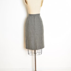 vintage 80s skirt gray wool high waisted slim secretary pencil skirt S simple clothing image 4