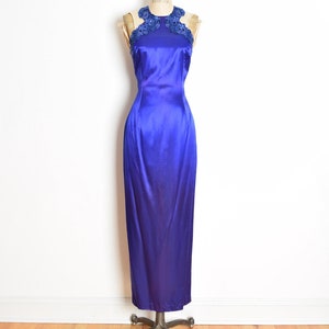 vintage 90s prom dress purple satin sequin cutout McClintock maxi gown party M clothing Gunne Sax image 2