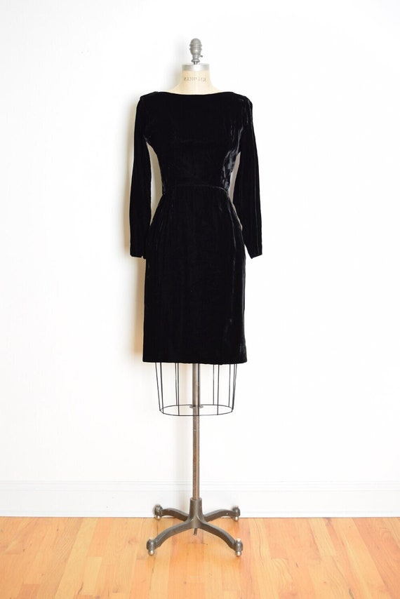 vintage 60s dress little black dress velvet cockta