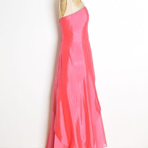 vintage 90s prom dress pink strapless long satin evening gown party dress magenta XS clothing image 4