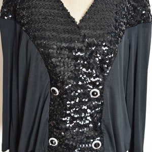 vintage 80s dress black sequin drop waist flapper gatsby sailor midi dress XL clothing image 3