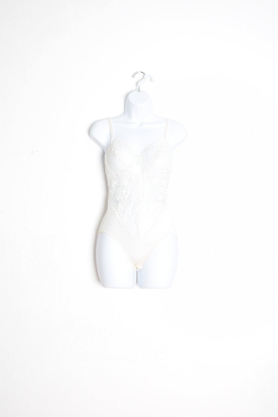 Vintage 80s Teddy Lingerie Romper Sheer Ivory Lace Bodysuit Clothing XS S -   Canada