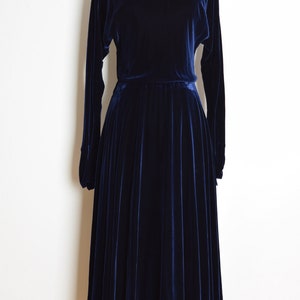 vintage 80s does 30s dress navy blue velvet backless cutout party gown XS S image 2