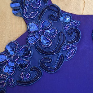 vintage 90s prom dress purple satin sequin cutout McClintock maxi gown party M clothing Gunne Sax image 5