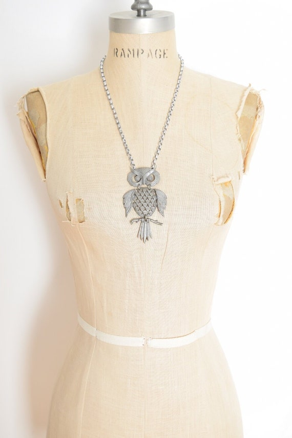 Boho Vintage Owl Moon Phase Pendant Necklace - Silvery Alloy Handmade Jewelry Gift