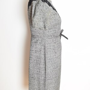 vintage 60s dress jacket set gray black crochet trim outfit XS clothing image 5