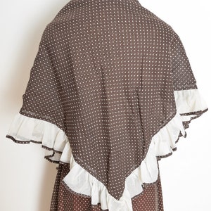 vintage 70s dress Miss Elliette polka dot ruffle long halter maxi prom XS brown clothing shawl set image 8
