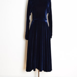 vintage 80s does 30s dress navy blue velvet backless cutout party gown XS S image 3