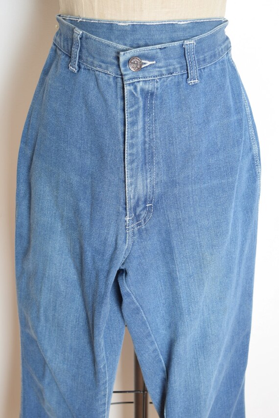 vintage 70s jeans denim high waisted wide leg hip… - image 3