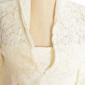 vintage 50s wedding dress cream lace strapless jacket set fit n flare party XS clothing image 4