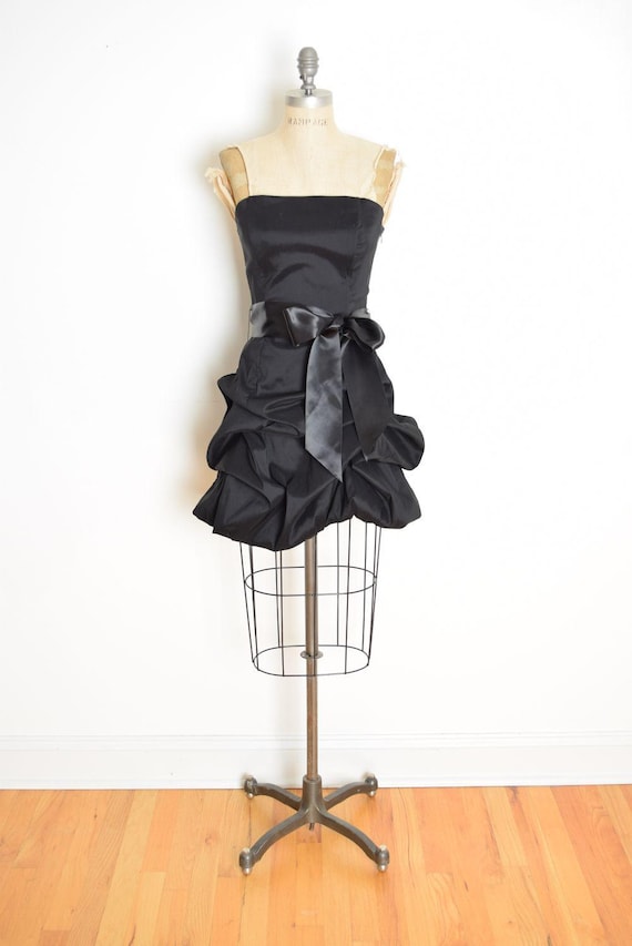 vintage Y2K party dress Jessica McClintock Black bubble strapless short prom S