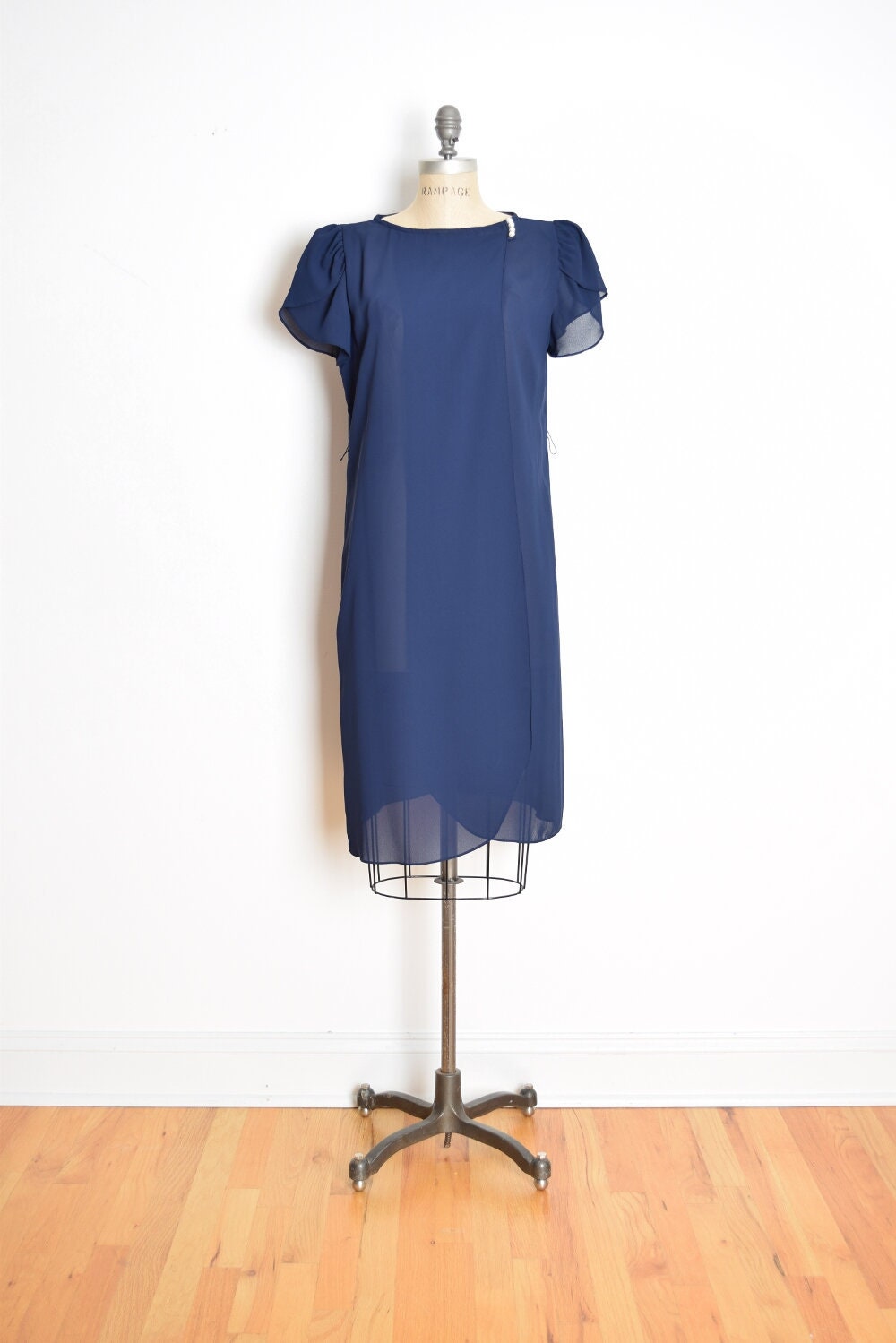 80s Puff Sleeve Blue Dress - Etsy