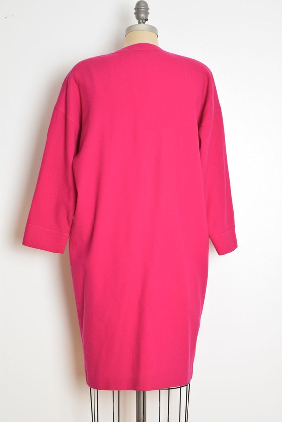 vintage 80s dress magenta pink wool dolman draped… - image 8