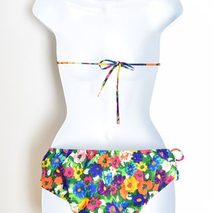 vintage 60s bikini swimsuit watercolor floral print two piece colorful mod XS S clothing image 5